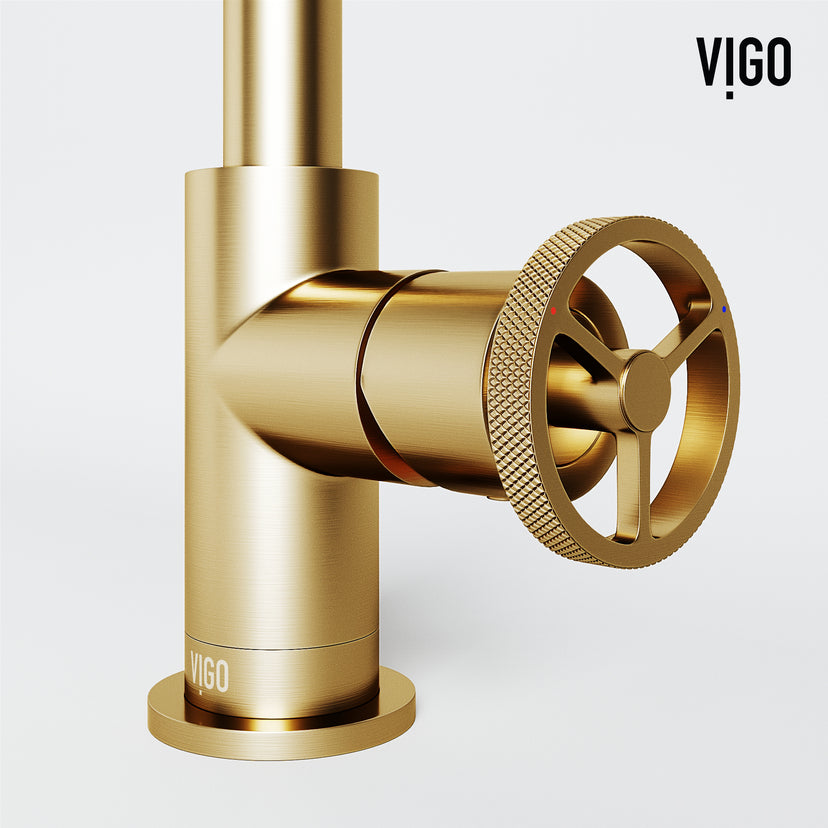 Cass Single Hole Bathroom Faucet with Knurled Wheel Handle