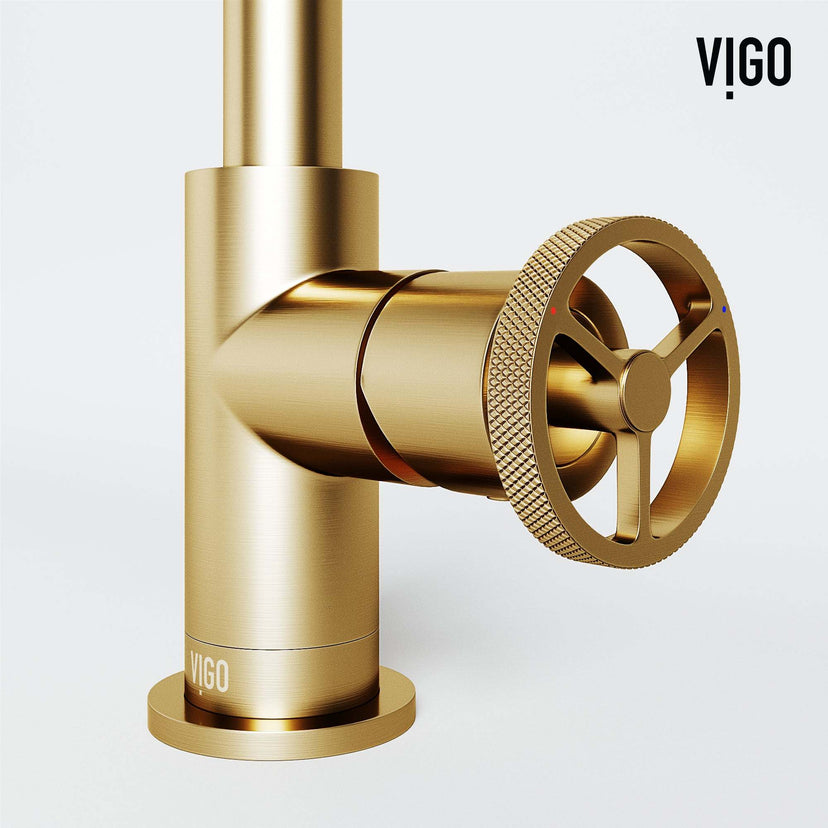 Matte brushed gold faucet featuring low flow design and corrosion-resistant brass construction