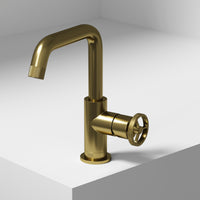 Cass Single Hole Bathroom Faucet with Knurled Wheel Handle
