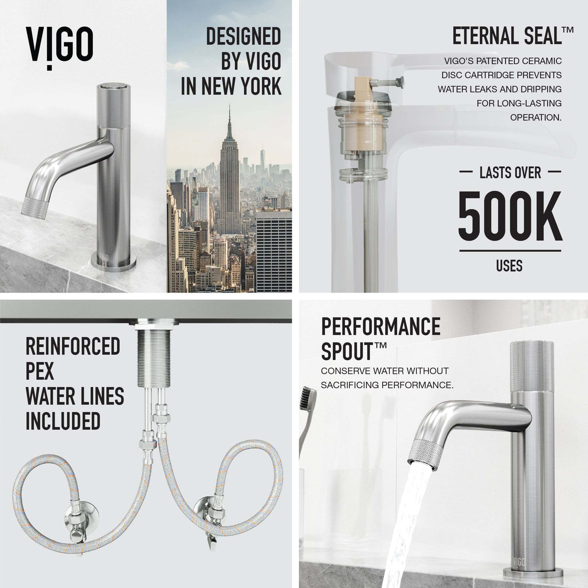 Single hole bathroom faucet with high arc spout and low flow ceramic disk valve