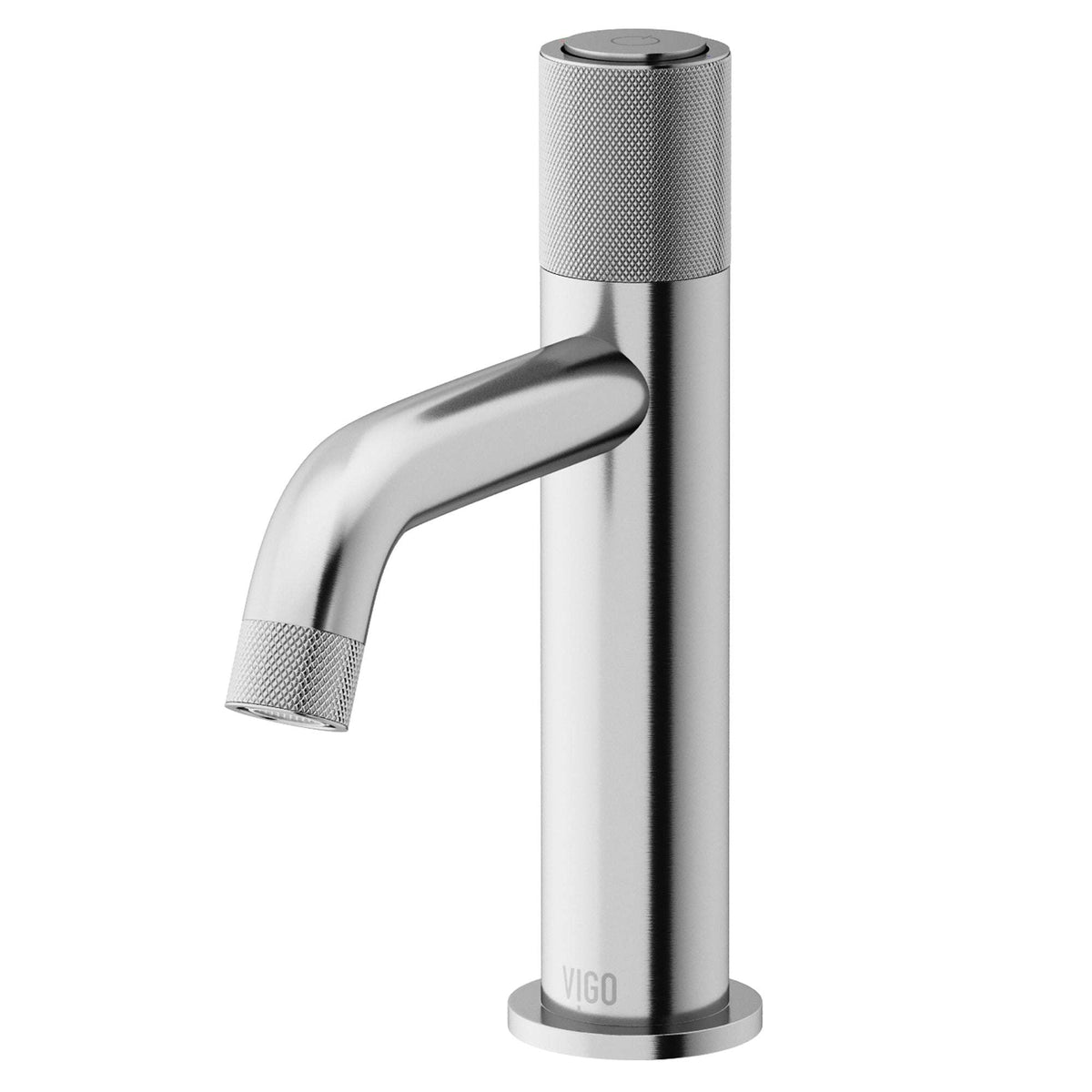 Contemporary style bathroom faucet with matte finish, knob handle, and compression connection