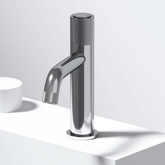 Chrome single hole bathroom faucet with high arc spout and ceramic disc cartridge