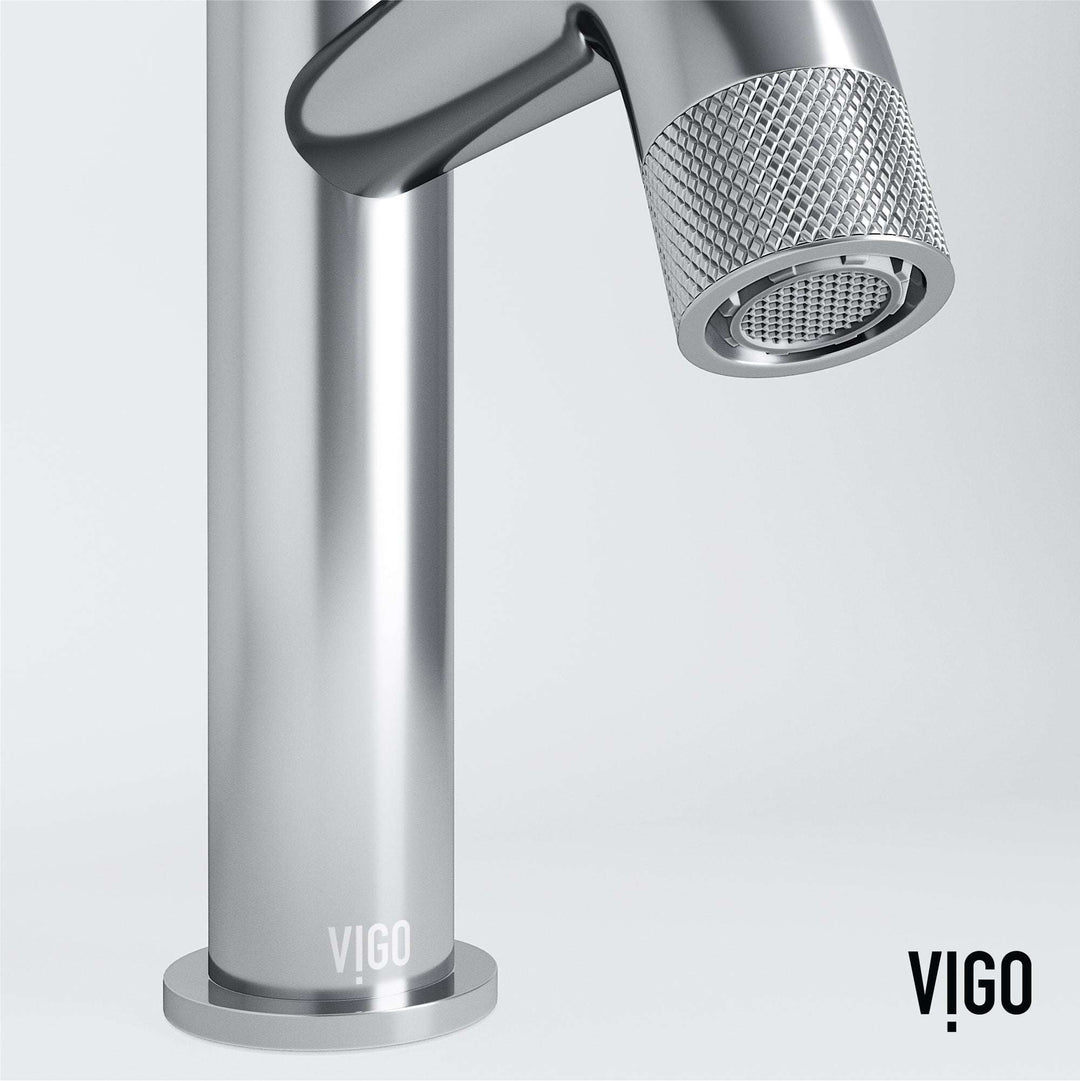 Modern deck-mounted faucet in chrome with knob handle and brass construction