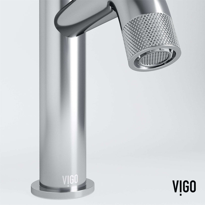 Modern deck-mounted faucet in chrome with knob handle and brass construction