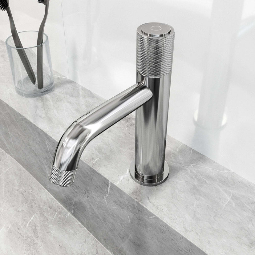 Low flow single hole faucet in chrome with all mounting materials included