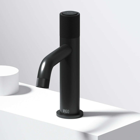 Matte Black single hole bathroom faucet with high arc spout and ceramic disc cartridge