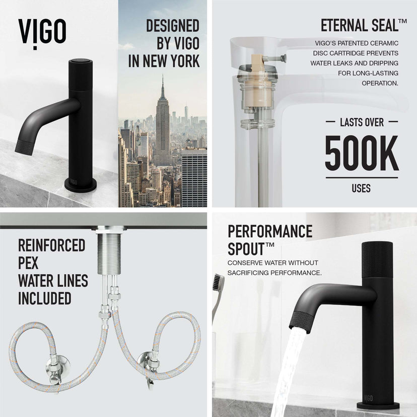 Ceramic disc cartridge faucet in matte black, deck-mounted with modern design