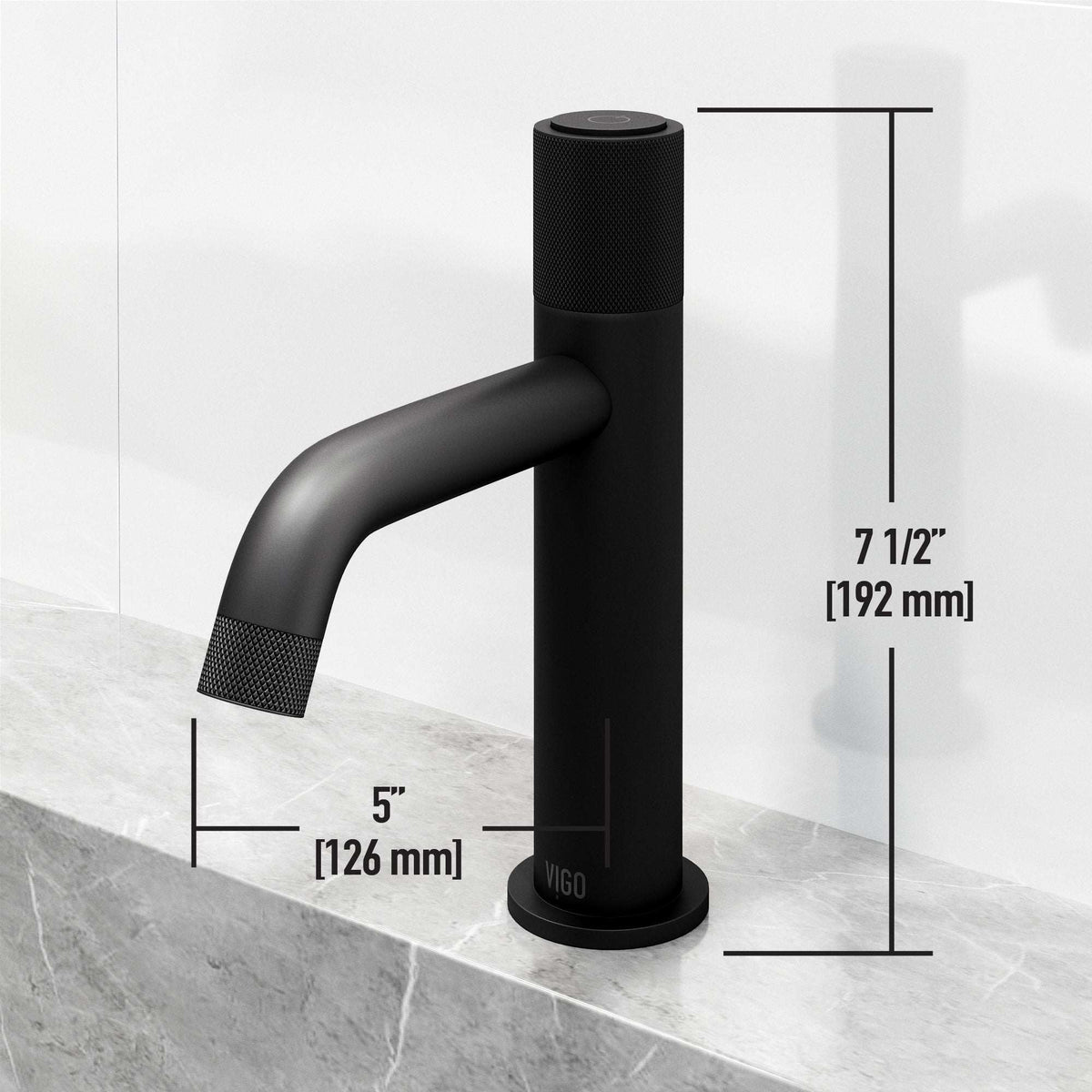 Single hole bathroom faucet with matte black finish and 8-inch assembled height