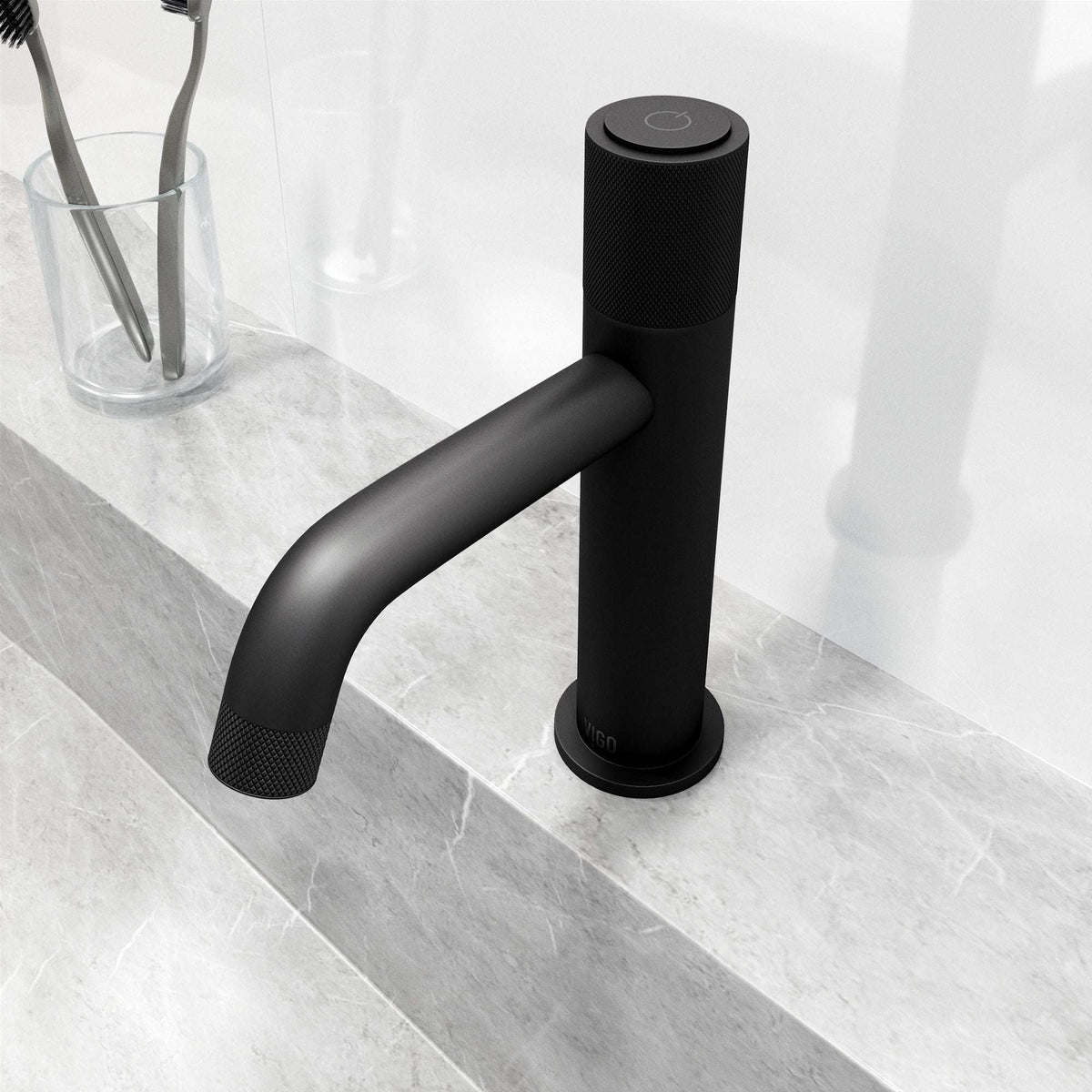 Single hole bathroom faucet with high arc spout and low flow ceramic disk valve