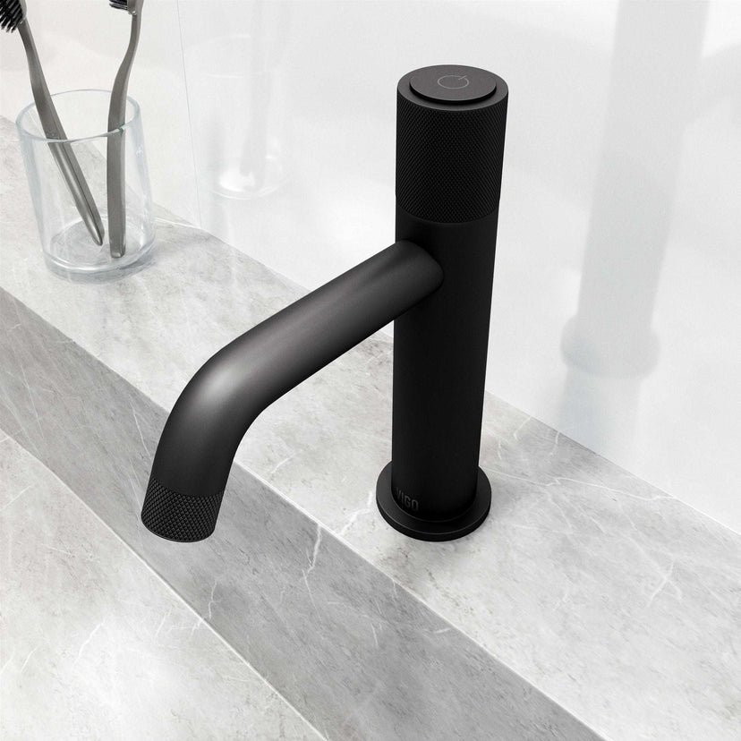 Single hole bathroom faucet with high arc spout and low flow ceramic disk valve