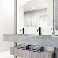 Contemporary style bathroom faucet with matte finish, knob handle, and compression connection