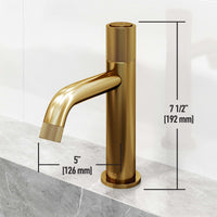 Matte brushed gold faucet featuring ceramic disc cartridge and included mounting hardware