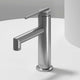 Brushed Nickel single hole bathroom faucet with lever handle and mid arc spout