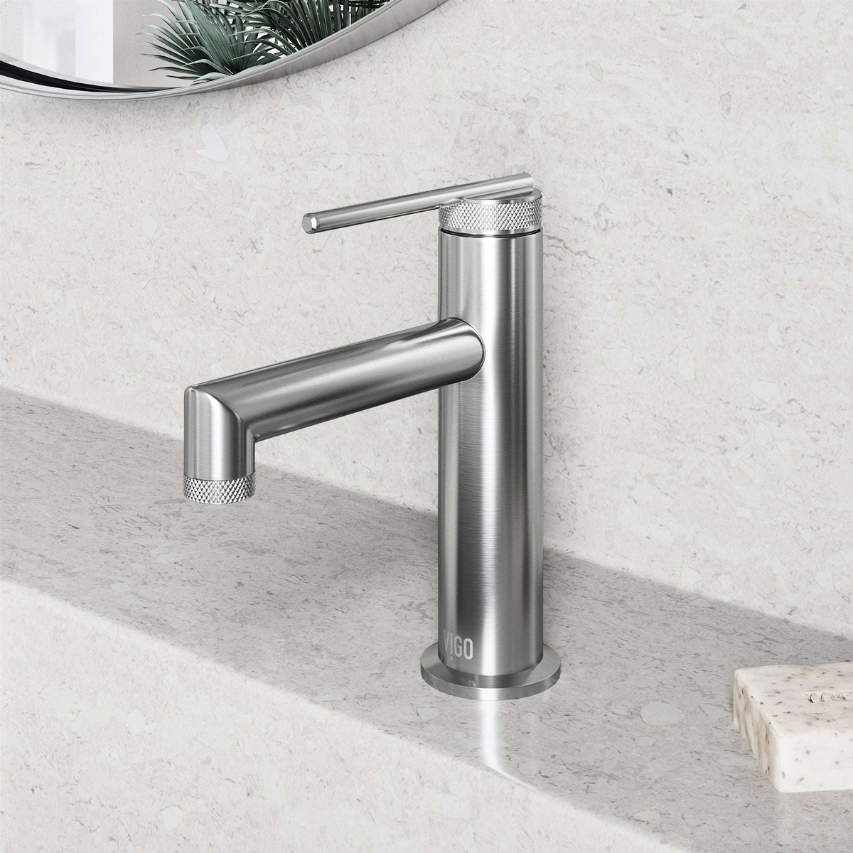 Contemporary single hole faucet with included mounting hardware and supply lines