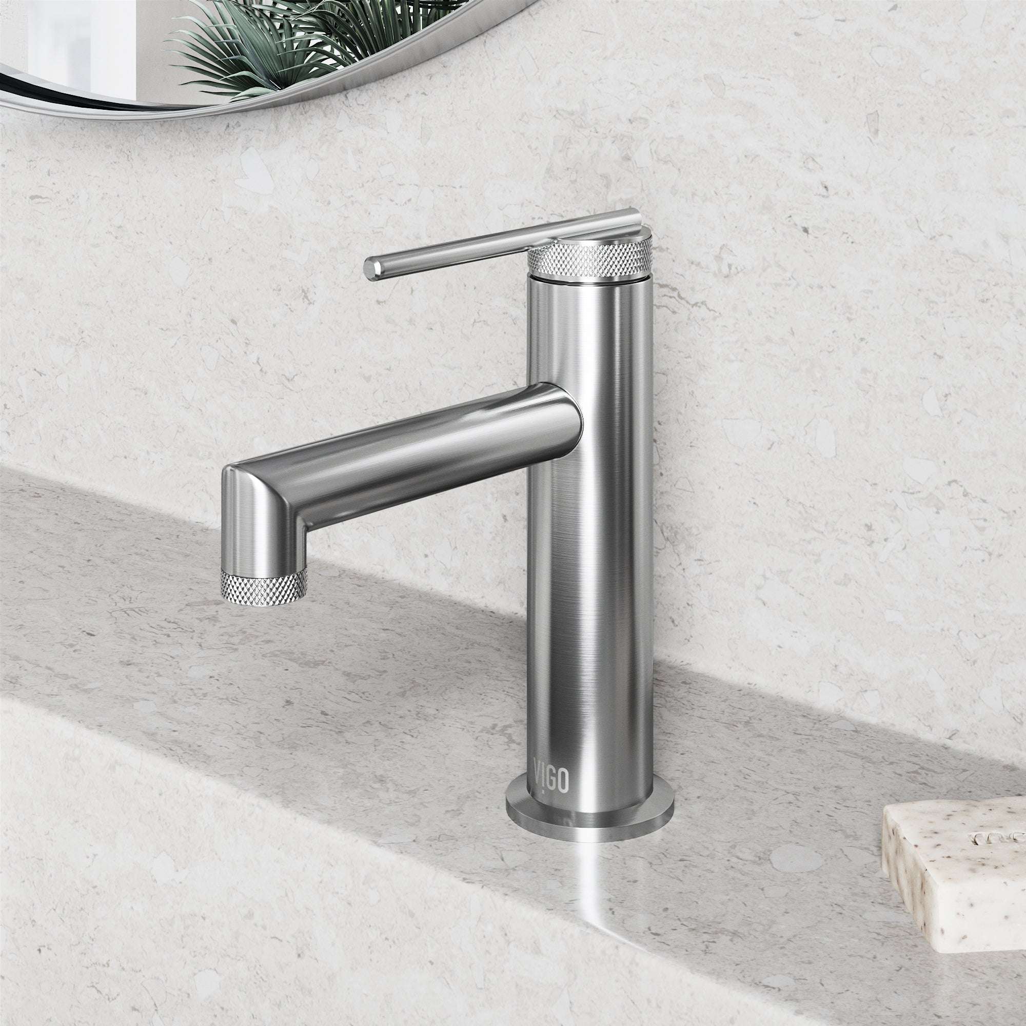Contemporary single hole faucet with included mounting hardware and supply lines