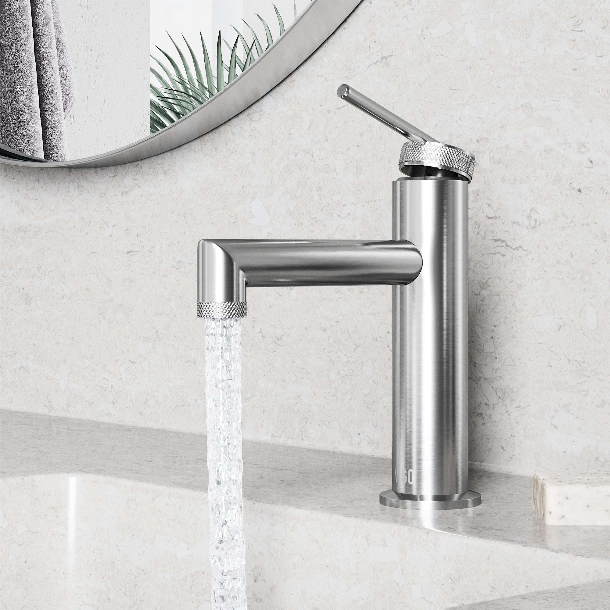 Low flow single hole faucet with lever handle and brushed nickel finish