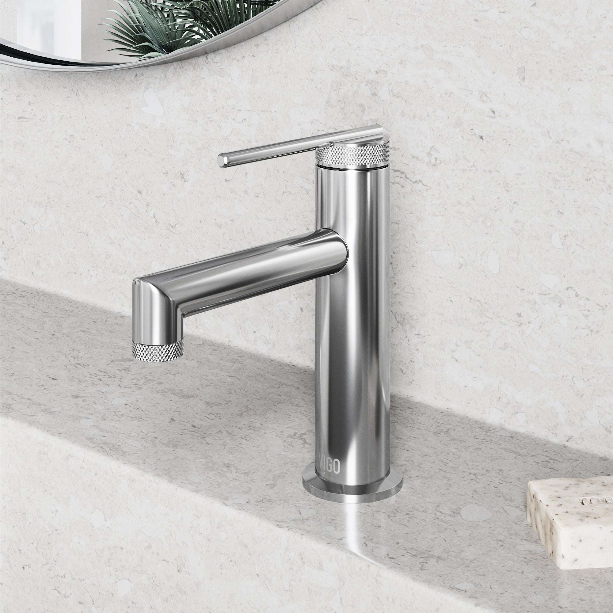 Contemporary single hole faucet with included mounting hardware and supply lines