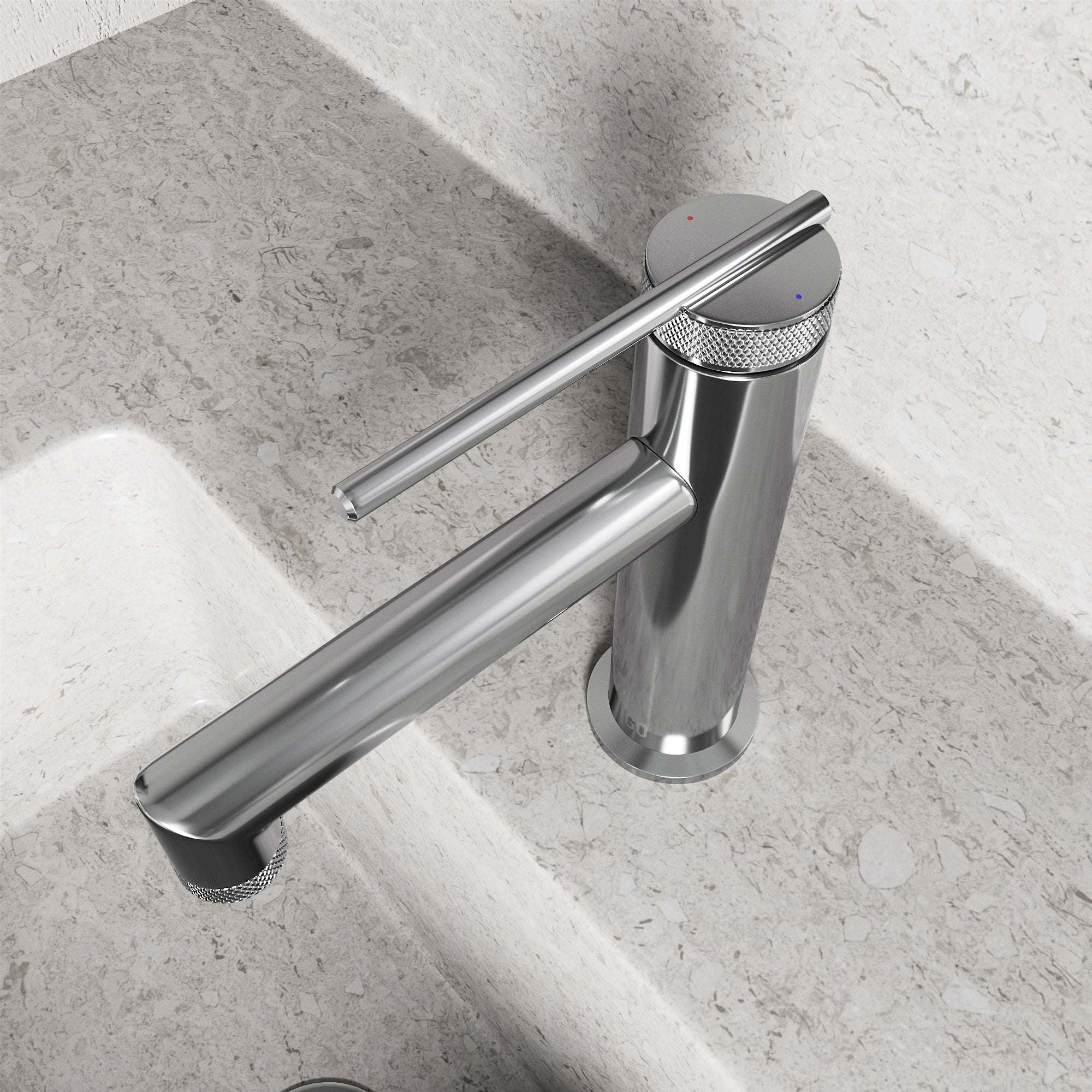 Deck-mounted faucet with ceramic disk valve and chrome finish