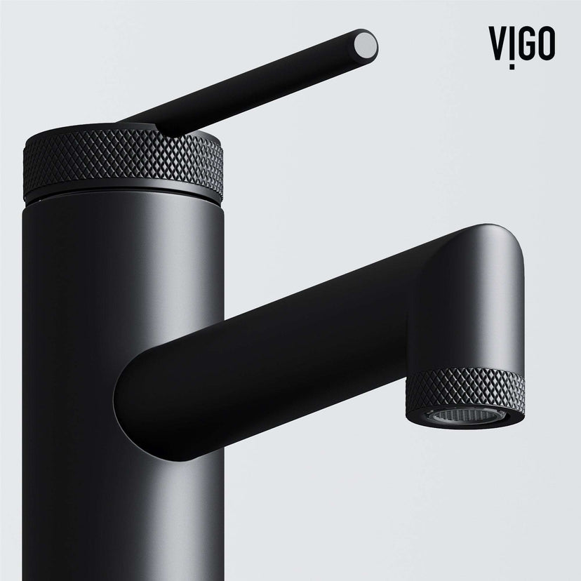 Single hole faucet with included components and matte black finish