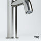 Modern deck mounted faucet in brushed nickel with ceramic disc valve