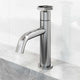 Brushed nickel faucet featuring low lead and hot/cold indicators