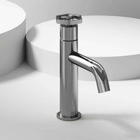 Chrome single hole bathroom faucet with high arc spout and lever handle