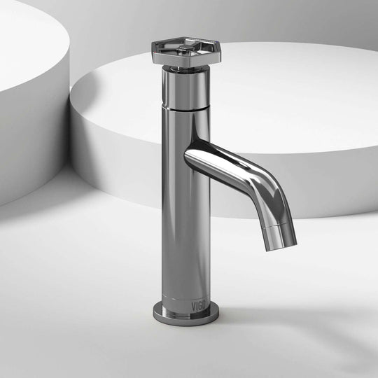 Chrome single hole bathroom faucet with high arc spout and lever handle