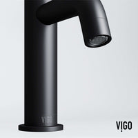 Modern deck mounted faucet in matte black with ceramic disc valve