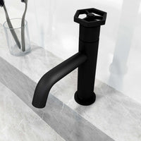 Deck mounted single hole faucet with waterfall spout and compression connection
