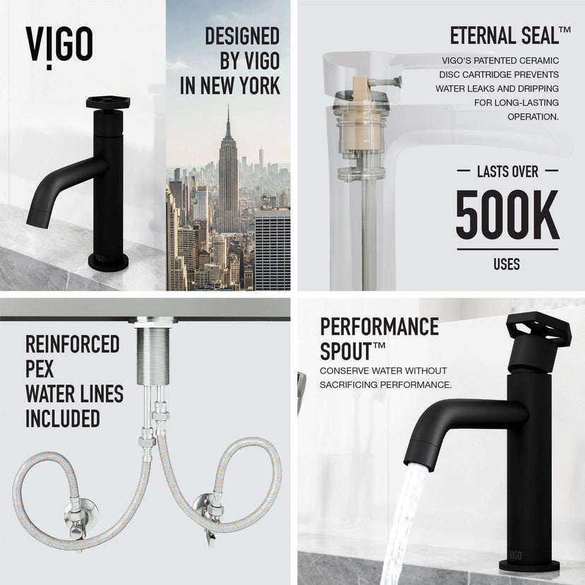 Brass bathroom faucet with NPSM thread and included supply lines