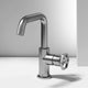 Brushed nickel single hole bathroom faucet with high arc spout and lever handle