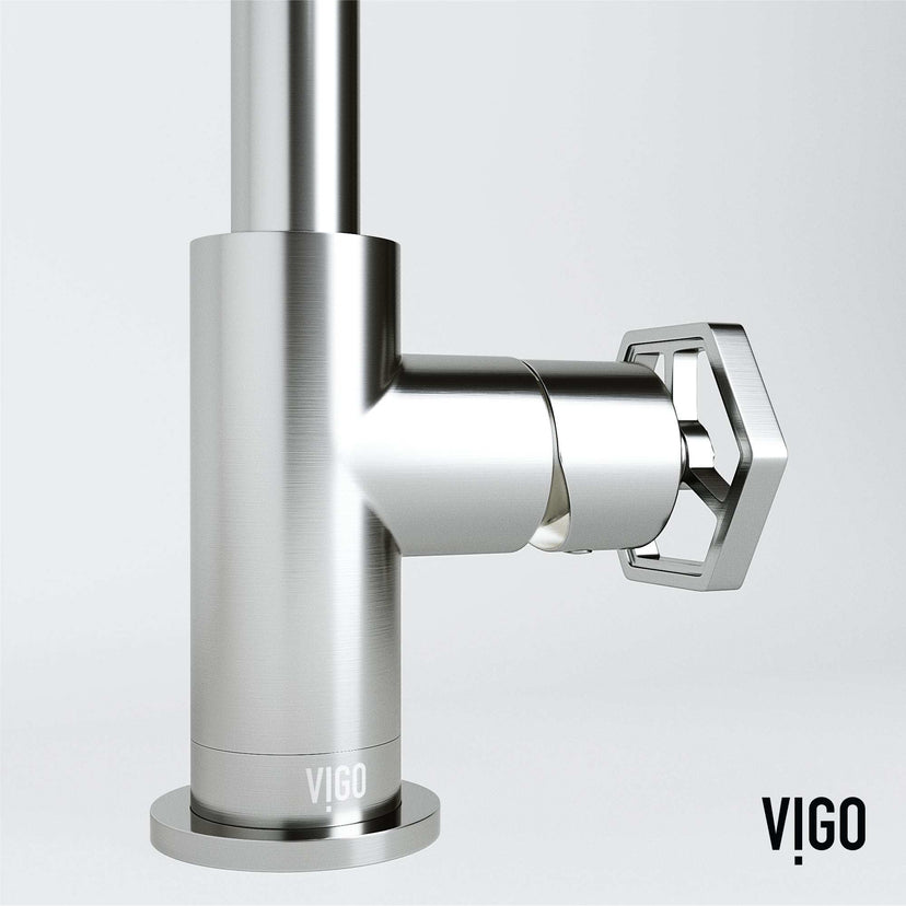 Single hole faucet with ceramic disk valve and brushed nickel lever handle
