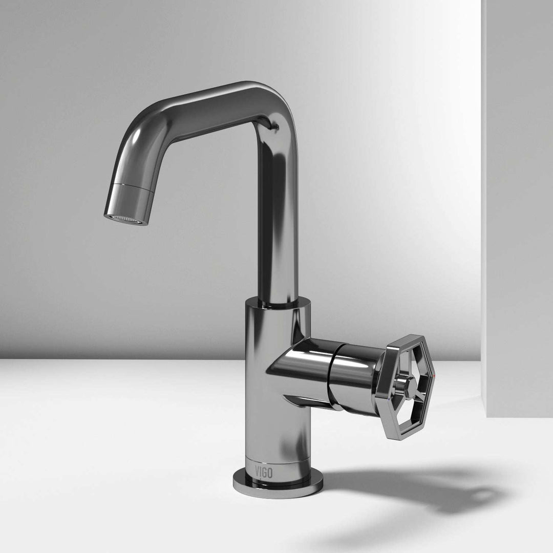 Chrome single hole bathroom faucet with high arc spout and lever handle
