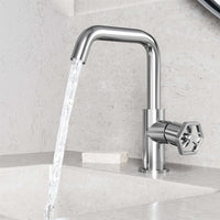 Chrome faucet with lever handle and drip-free ceramic disc cartridge