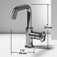 Contemporary single hole faucet featuring low lead and hot/cold indicators