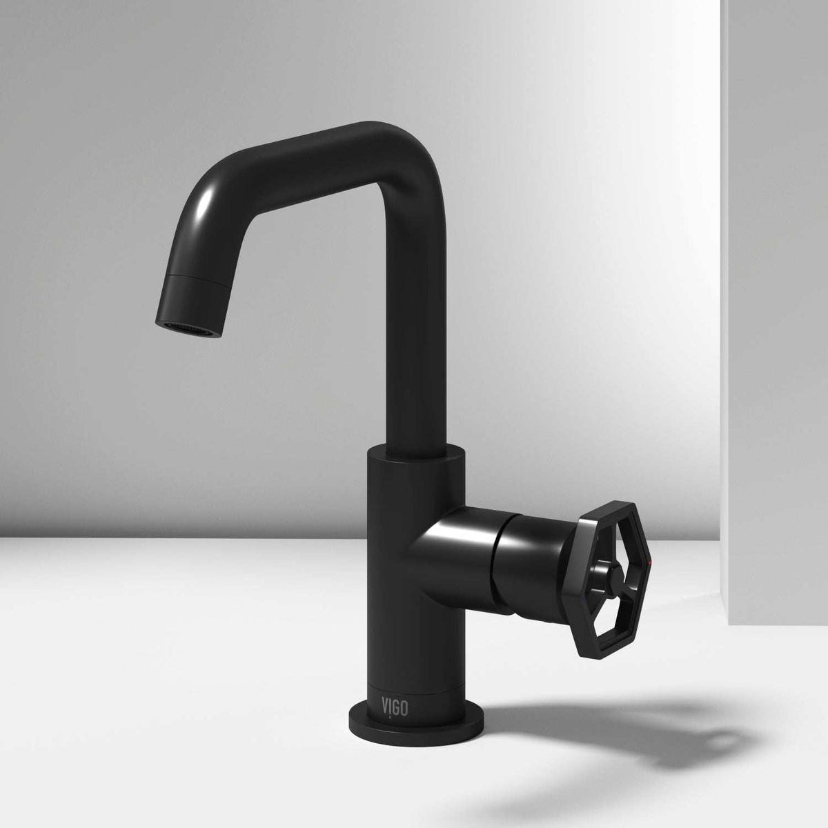 Matte black single hole bathroom faucet with high arc spout and lever handle