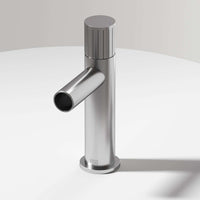 Brushed Nickel single hole bathroom faucet with high arc spout and lever handle
