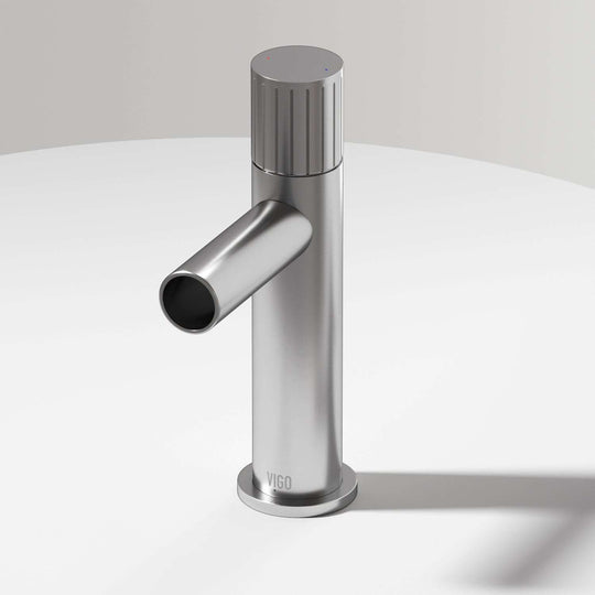 Brushed Nickel single hole bathroom faucet with high arc spout and lever handle