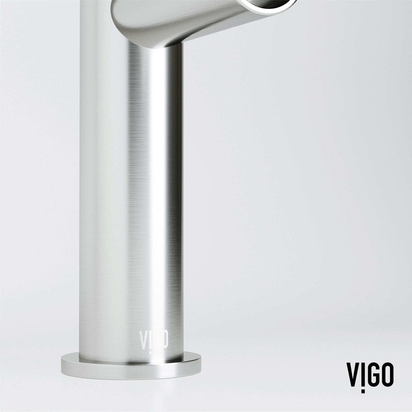Brushed nickel faucet with lever handle and 8-inch assembled height
