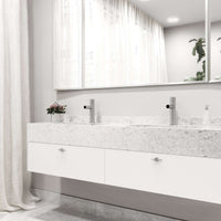 Deck-mounted faucet with high arc spout and chrome finish