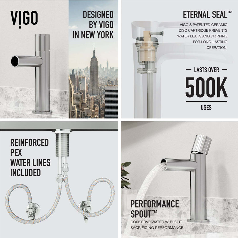 Low flow single hole faucet in chrome with included supply lines