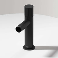 Matte Black single hole bathroom faucet with high arc spout and lever handle