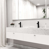 Deck-mounted faucet with high arc spout and matte black finish