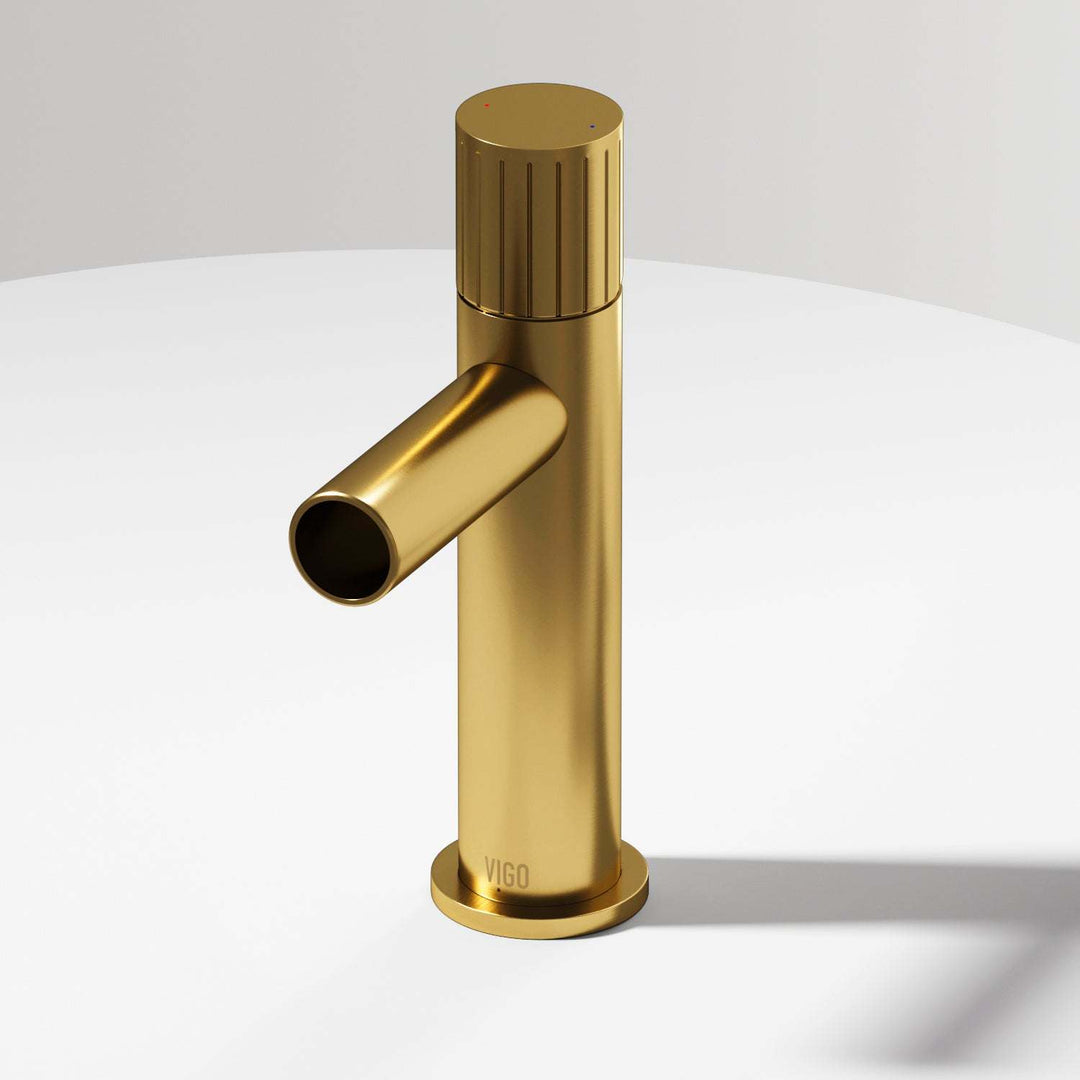 Matte Brushed Gold single hole bathroom faucet with high arc spout and lever handle