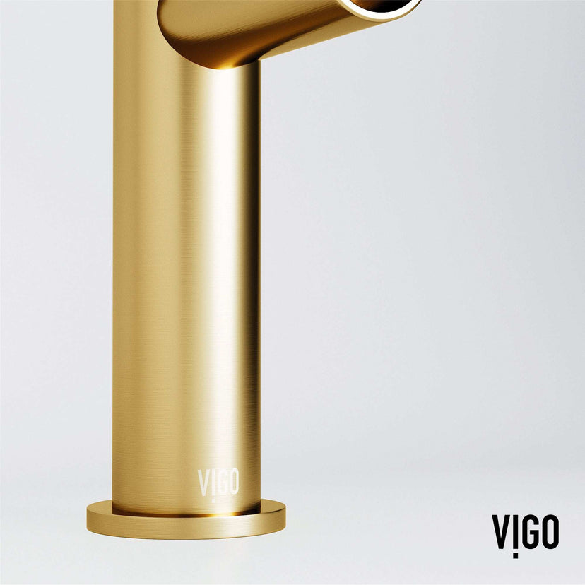 Matte brushed gold faucet with lever handle and 8-inch assembled height