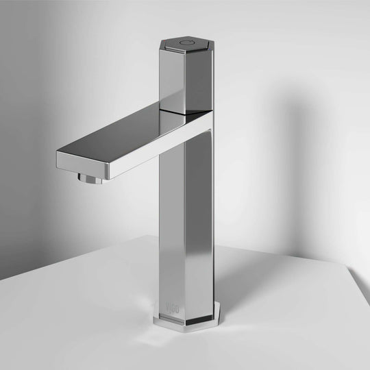 Chrome single hole bathroom faucet with high arc spout and ceramic disc cartridge