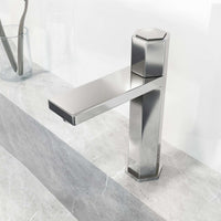 Low flow bathroom faucet with ceramic disc cartridge and chrome finish