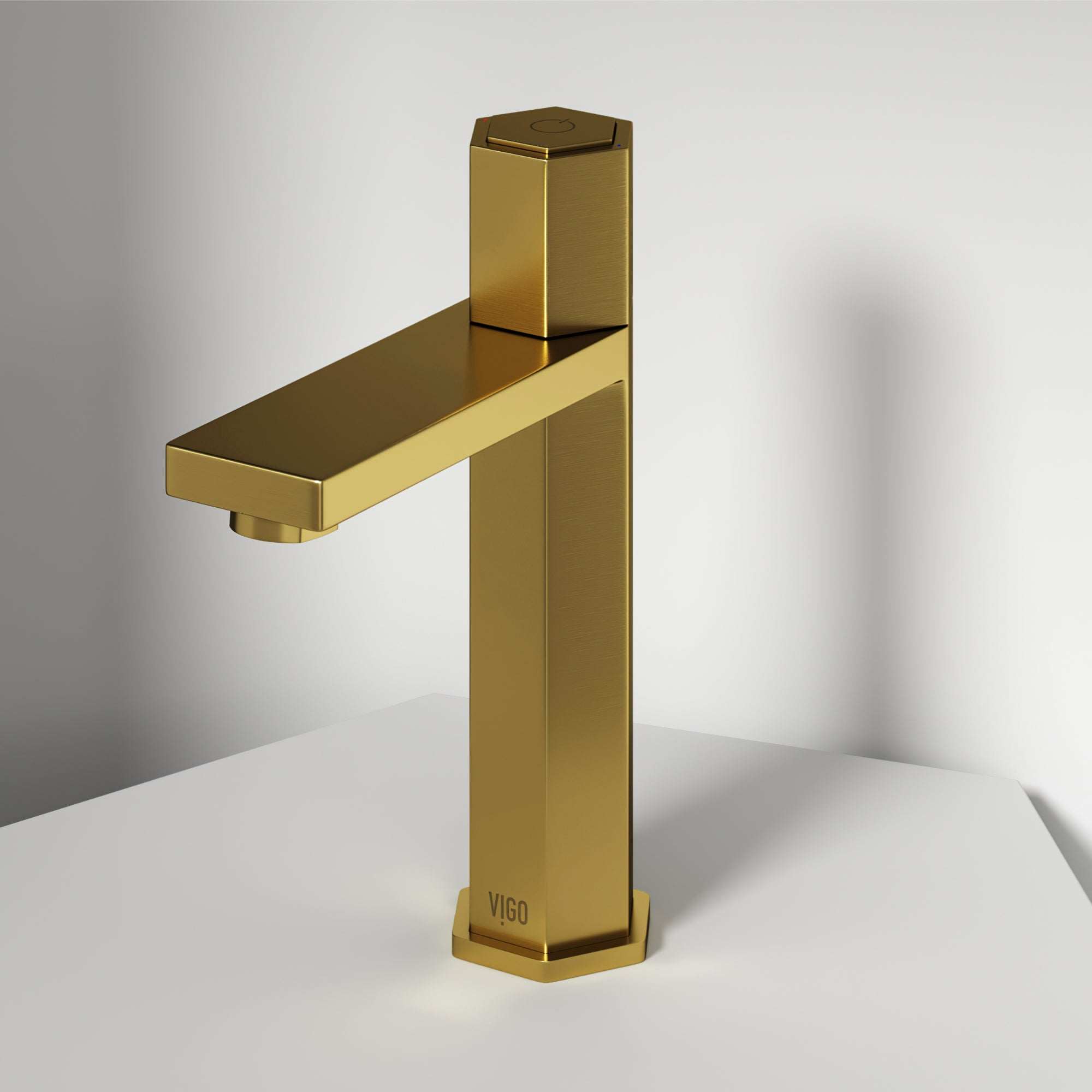 Matte Brushed Gold single hole bathroom faucet with high arc spout and ceramic disc cartridge
