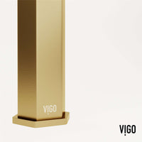 Modern deck-mounted faucet in matte brushed gold with knob handle and low flow design