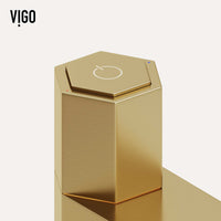 Deck-mounted faucet with included supply lines and matte brushed gold finish